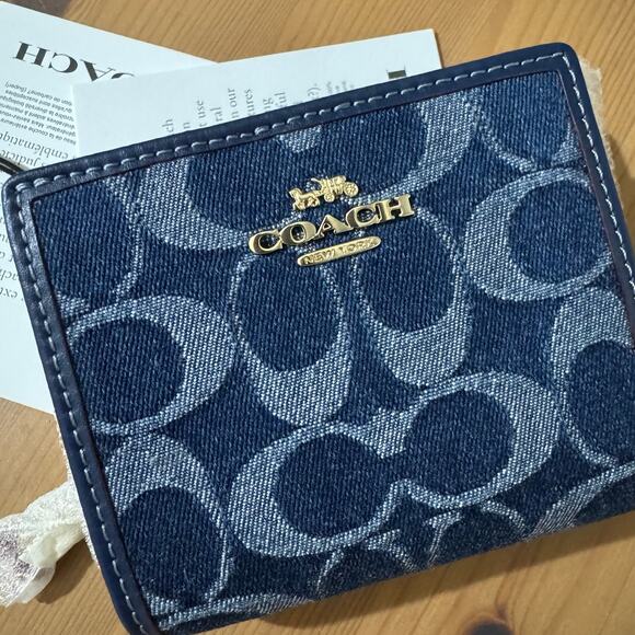 🍒 Coach Snap Wallet In Signature Denim - Picture 9 of 12